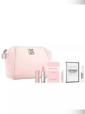 Givenchy Beauty Nude Pink Makeup Cosmetic Bag 4 pc Gift Travel Set